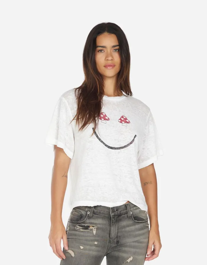 Linnea Mushroom Happyface White Burnout Women039s Lauren Moshi Short Sleeve