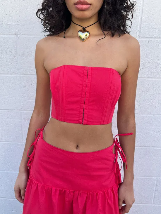 Lisa Says Gah Arke Bustier Red Women Tops