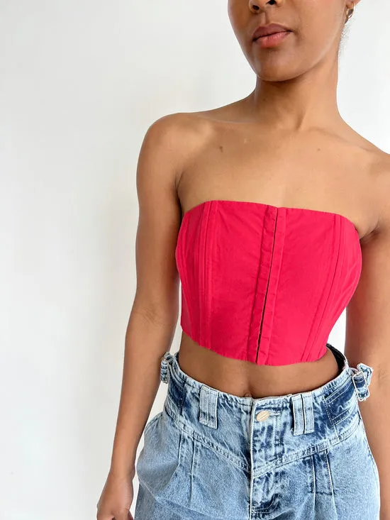 Lisa Says Gah Arke Bustier Red Women Tops