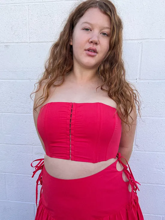 Lisa Says Gah Arke Bustier Red Women Tops