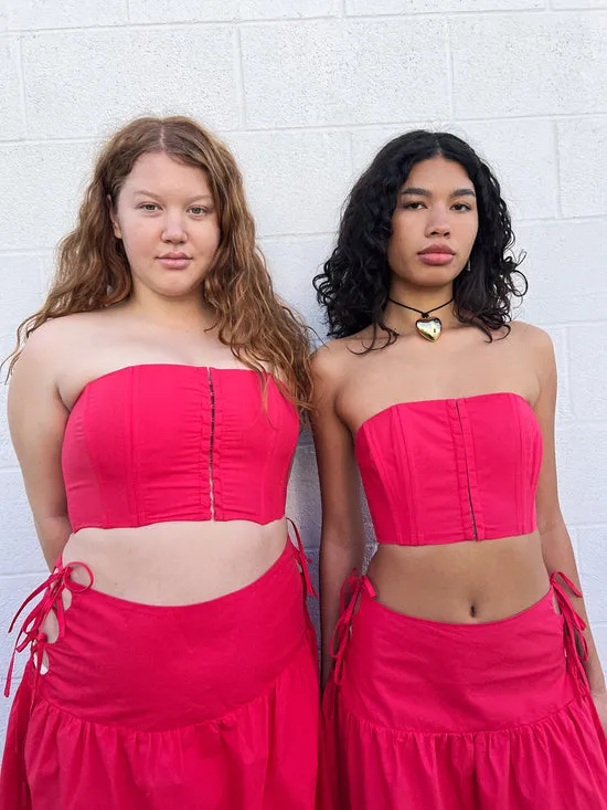Lisa Says Gah Arke Bustier Red Women Tops