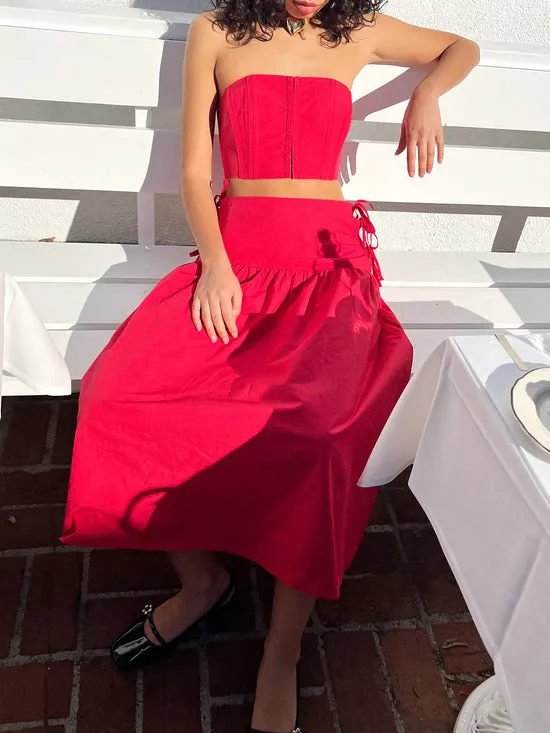Lisa Says Gah Arke Bustier Red Women Tops