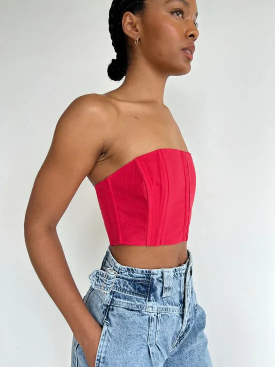 Lisa Says Gah Arke Bustier Red Women Tops