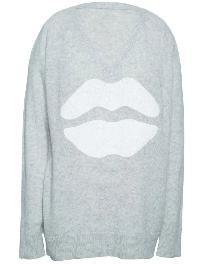 Macall White Mouth Heather Grey Women039s Lauren Moshi Sweaters and Knits