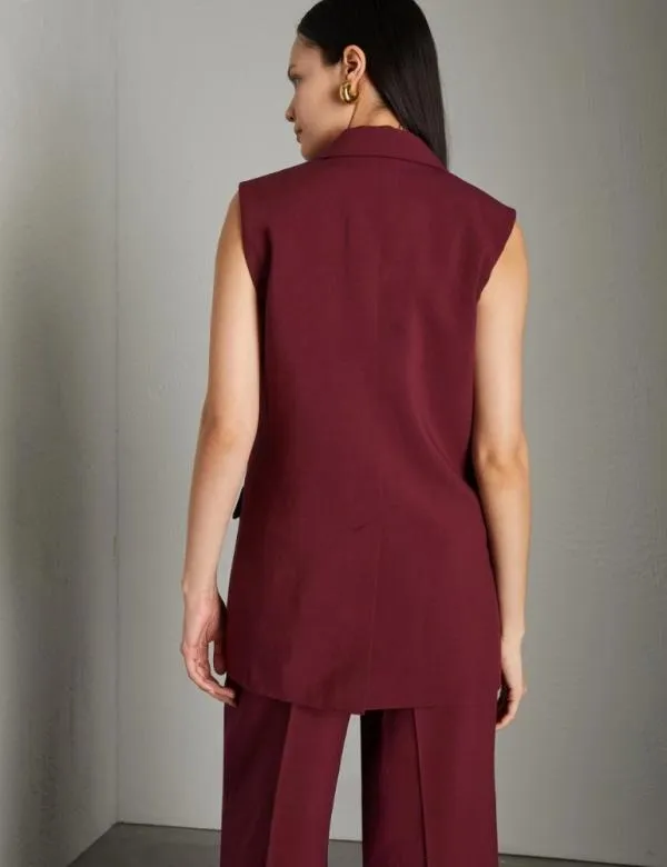 Marella Jackets Women Linenblend Gilet Bordeaux