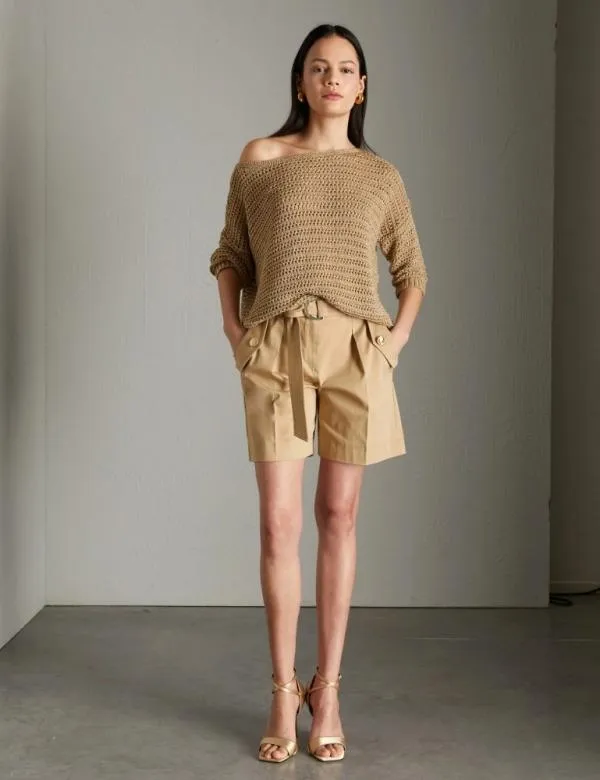 Marella Knitwear Women Boxy Sweater Gold