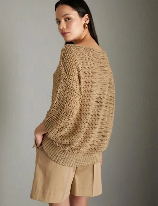 Marella Knitwear Women Boxy Sweater Gold