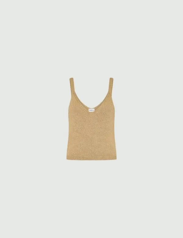 Marella Knitwear Women Lurex Knit Top Gold