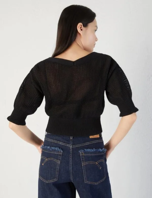 Marella Knitwear Women Openknit Cardigan Black
