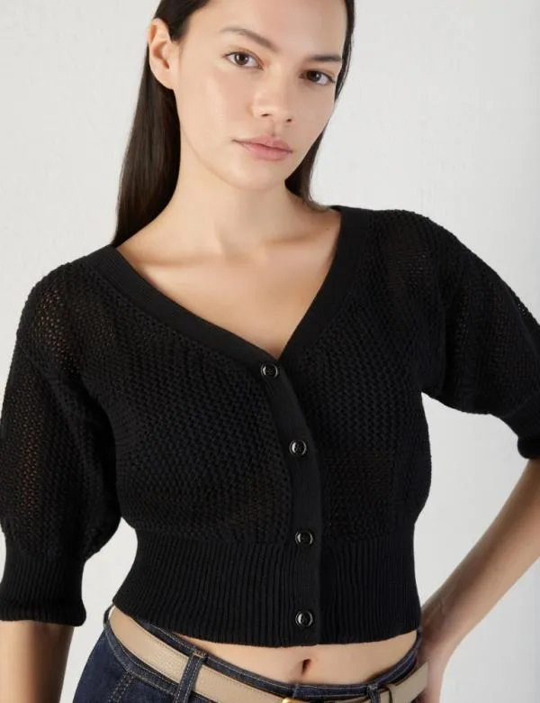 Marella Knitwear Women Openknit Cardigan Black