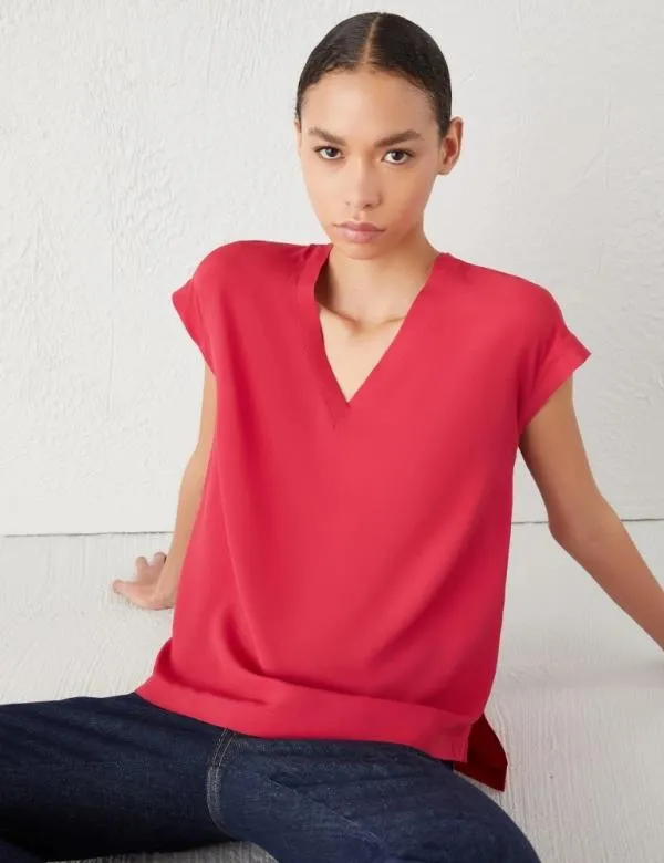 Marella Shirts Women Crepe Blouse Ruby