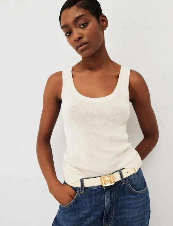 Marella Tops And TShirt Women Ribknit Top White Marella Tops And TShirt Women Ribknit Top White