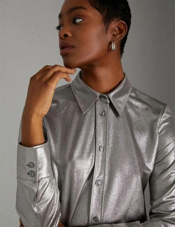 Marella Tops And TShirt Women Silver Jersey Shirt Grey