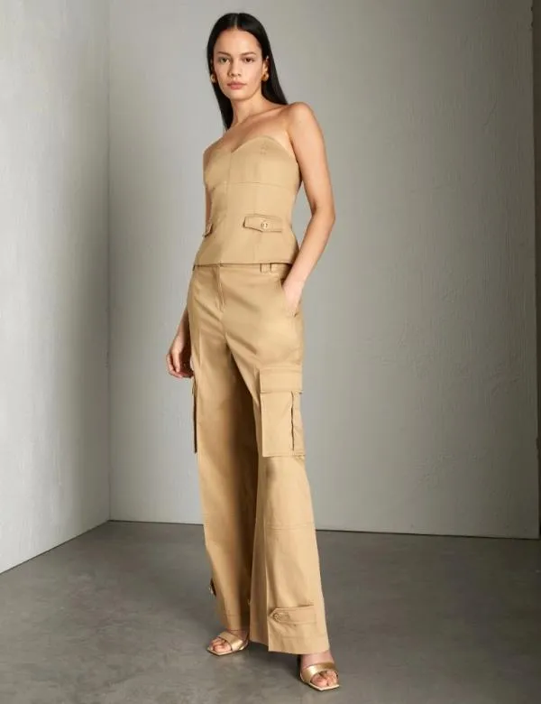 Marella Trousers Women Cargo Trousers Sand