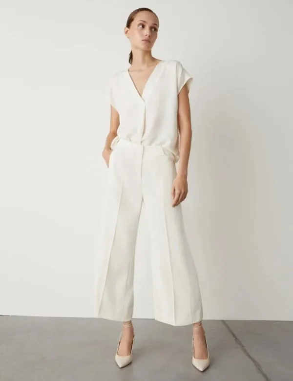 Marella Trousers Women Cropped Trousers Wool White