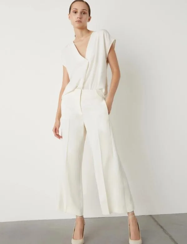 Marella Trousers Women Cropped Trousers Wool White