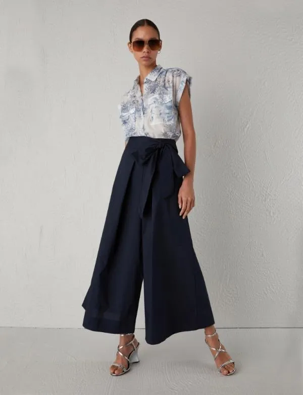 Marella Trousers Women Long Culottes Navy