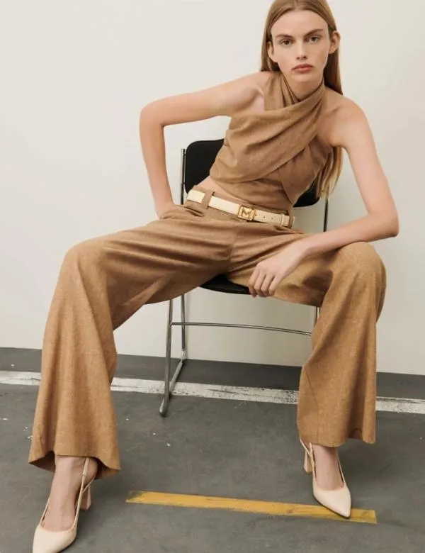 Marella Trousers Women Wideleg Trousers Beige