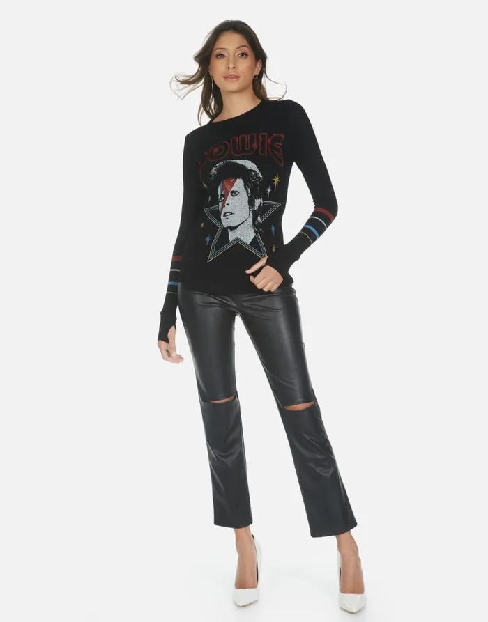 McKinley Bowie 1973 Tour Black Women039s Lauren Moshi Long Sleeve