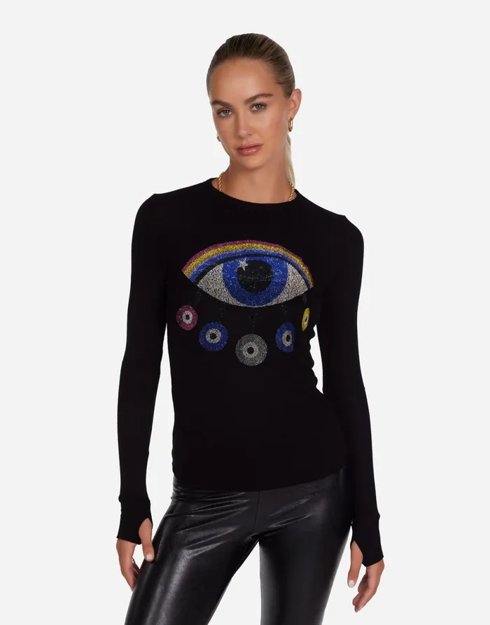 McKinley Crystal Rainbow Evil Eye Black Women039s Lauren Moshi Long Sleeve