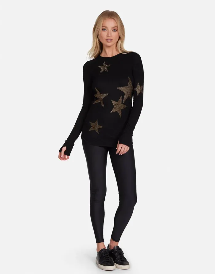 McKinley Gold Crystal Multi Stars Black Women039sMen039s Lauren Moshi Hoodies