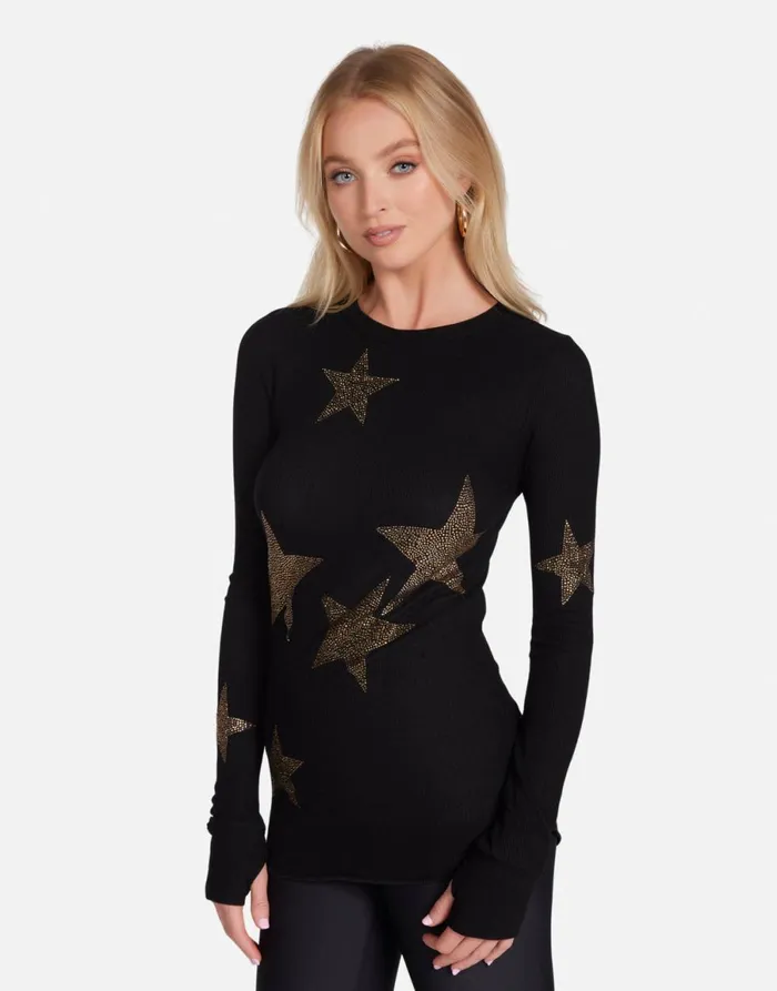 McKinley Gold Crystal Multi Stars Black Women039sMen039s Lauren Moshi Hoodies