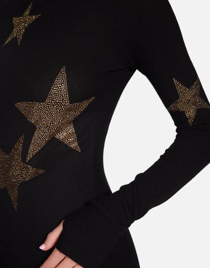 McKinley Gold Crystal Multi Stars Black Women039sMen039s Lauren Moshi Hoodies