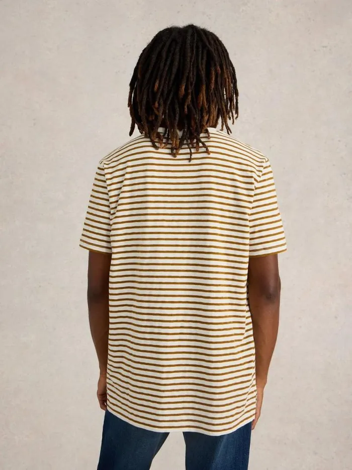 Men Abersoch Stripe Crew Neck Tee Natural Multi White Stuff TShirts