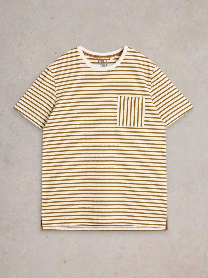 Men Abersoch Stripe Crew Neck Tee Natural Multi White Stuff TShirts
