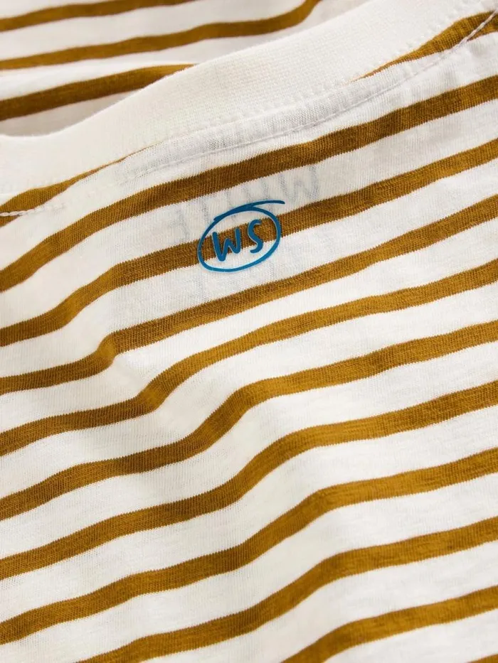 Men Abersoch Stripe Crew Neck Tee Natural Multi White Stuff TShirts