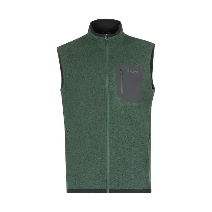 Men Bergans Of Norway Fleece Kamphaug Knitted Vest Dark Jade Green