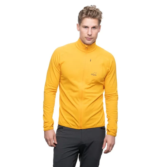 Men Bergans Of Norway Fleece Y Lightline Essence Midlayer Jacket Mango Yellow