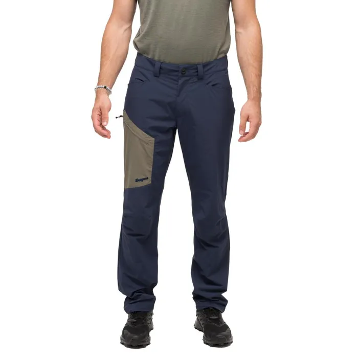 Men Bergans Of Norway Hiking Pants Vaagaa Light Softshell Pants Navy Blue Greenmud