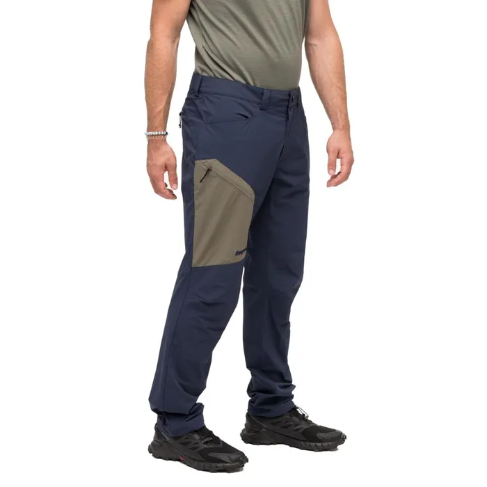 Men Bergans Of Norway Hiking Pants Vaagaa Light Softshell Pants Navy Blue Greenmud