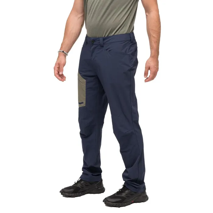 Men Bergans Of Norway Hiking Pants Vaagaa Light Softshell Pants Navy Blue Greenmud