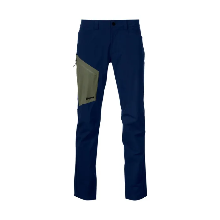 Men Bergans Of Norway Hiking Pants Vaagaa Light Softshell Pants Navy Blue Greenmud