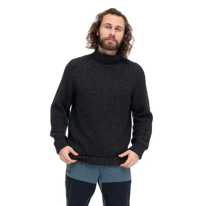 Men Bergans Of Norway Jumpers And Long Sleeves Nordmarka Merino High Neck Jumper Dark Shadow Grey