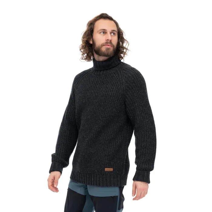 Men Bergans Of Norway Jumpers And Long Sleeves Nordmarka Merino High Neck Jumper Dark Shadow Grey