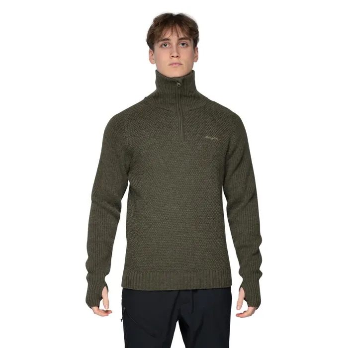 Men Bergans Of Norway Jumpers And Long Sleeves Ulriken Jumper Dark Green Mud