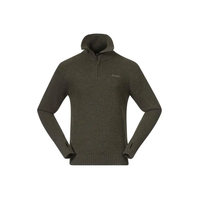Men Bergans Of Norway Jumpers And Long Sleeves Ulriken Jumper Dark Green Mud