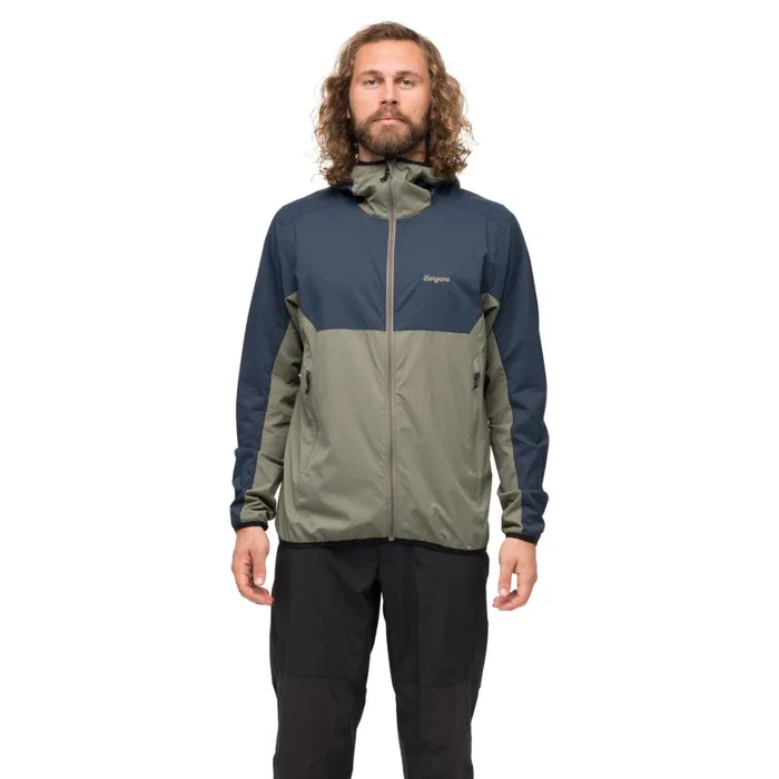 Men Bergans Of Norway Softshell Jackets Vaagaa Windbreaker Jacket Green Mud Navy