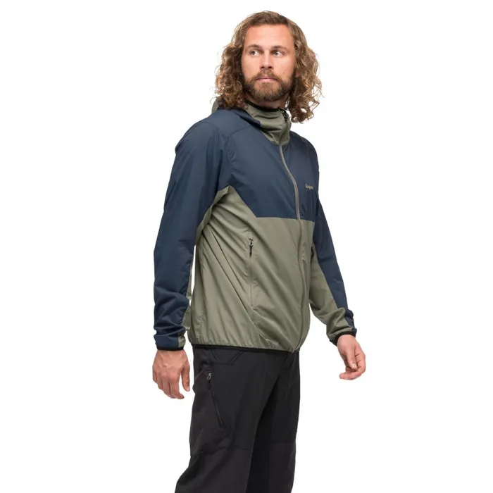 Men Bergans Of Norway Softshell Jackets Vaagaa Windbreaker Jacket Green Mud Navy