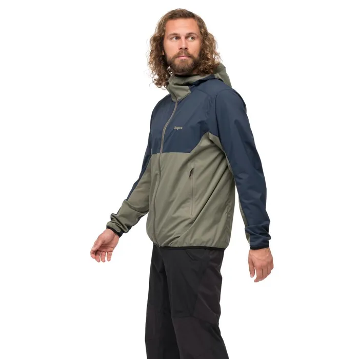 Men Bergans Of Norway Softshell Jackets Vaagaa Windbreaker Jacket Green Mud Navy