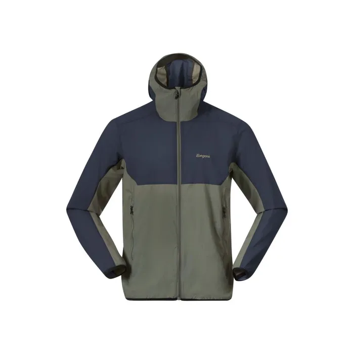Men Bergans Of Norway Softshell Jackets Vaagaa Windbreaker Jacket Green Mud Navy