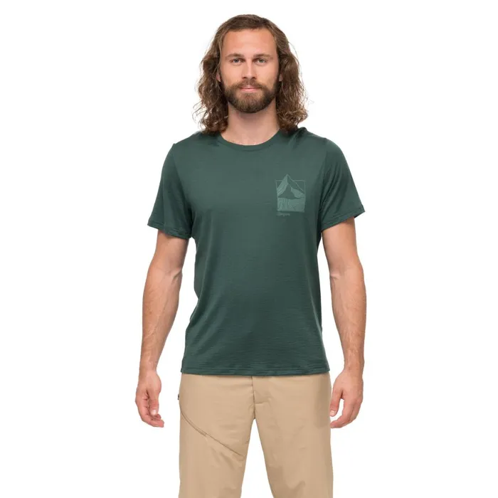 Men Bergans Of Norway TShirts Rabot Mount Wool Tee Duke Green