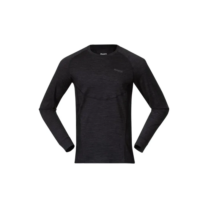 Men Bergans Of Norway Wool Longsleeved Shirts InnerLight Long Sleeve Solid Charcoal