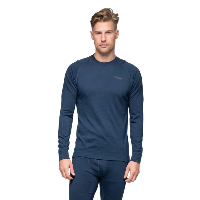 Men Bergans Of Norway Wool Longsleeved Shirts InnerPure Merino Long Sleeve Navy Blue