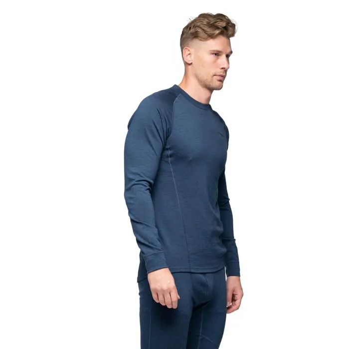 Men Bergans Of Norway Wool Longsleeved Shirts InnerPure Merino Long Sleeve Navy Blue
