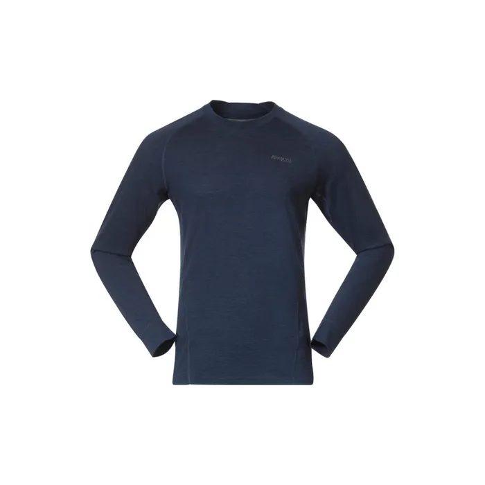 Men Bergans Of Norway Wool Longsleeved Shirts InnerPure Merino Long Sleeve Navy Blue