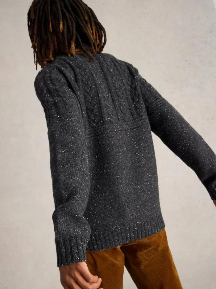 Men Berkley Crew Neck Jumper Charcoal Grey White Stuff Knitwear